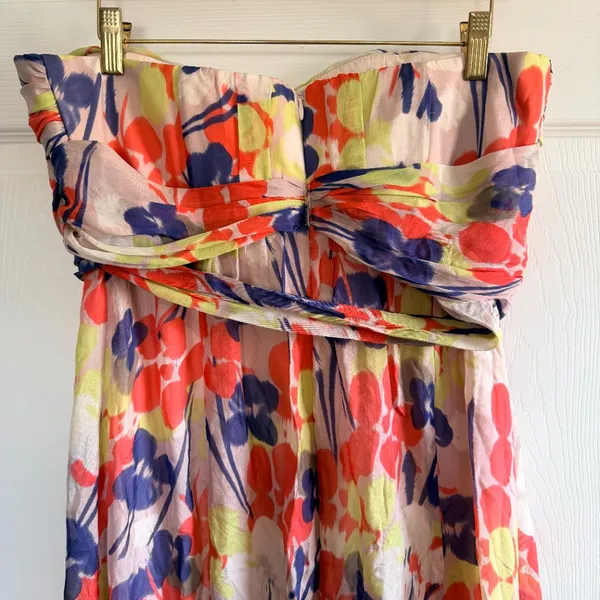 Rubber Ducky Floral Strapless Maxi Dress LARGE - Image 2