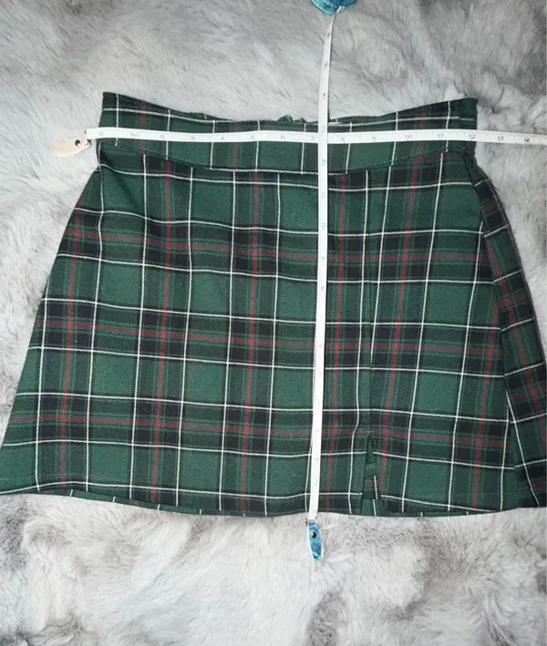 Hollister Green Plaid A-Line Skirt - Image 2