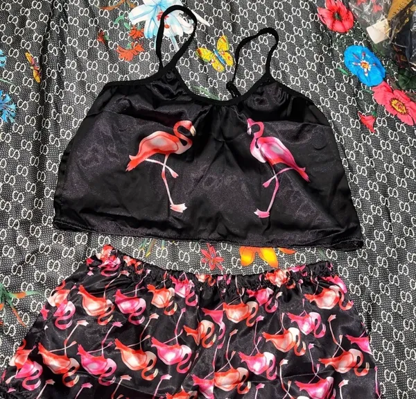 Flamingos pajama set Black Size M - Image 3