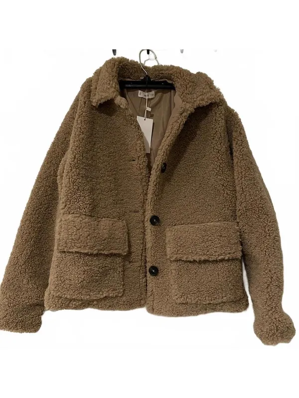 Mango Teen's Shearling-Effect Coat NWT Tan Teens Large - Image 7