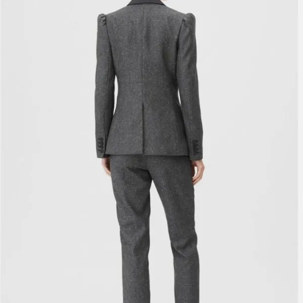 Rebecca Taylor Wool Silk Gray Notch Lapel Herringbone Blazer Women’s Size 8 - Image 8