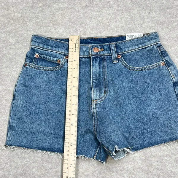 Pink Victoria's‎ Secret High Waisted Cut Off Denim Shorts Blue Size 26 NWT - Image 6
