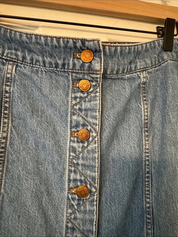 Madewell Blue Button-Front Denim Midi Skirt - Image 3