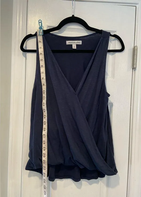Abercrombie & Fitch Size S Navy Blue Soft Slub Knit Wrap Front Tank Top - Image 8