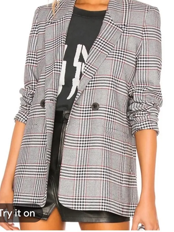 Anine Bing Madeleine Plaid Blazer Small - Image 2
