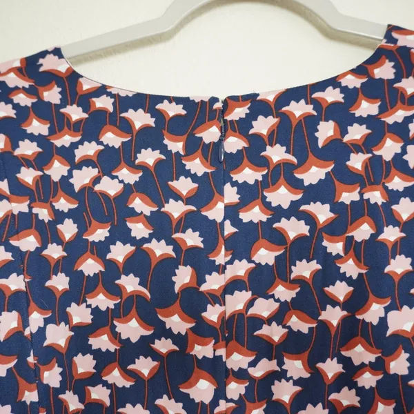 Boden Women's Size 12 Long Sleeve Midi Dress‎ Long Navy Pink Tulip Floral V-Neck - Image 10