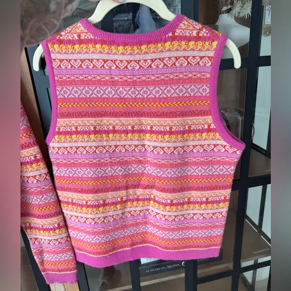 Vintage Lilly Pulitzer cashmere fair isle cardigan sweater colorful top set knit - Image 7