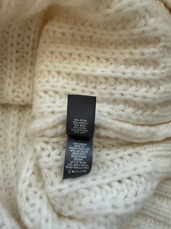 Aerie Ivory White Cable Knit Sweater Mock Turtleneck Wool Cozy - Image 9