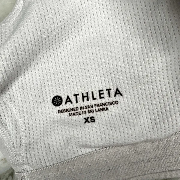 ATHLETA Womens Strappy Back Sports Bra with Mesh Detail Light Grey Size XS - Image 4