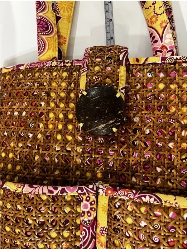 Vera Bradley Woven Straw Rattan Tote Bag Floral Boho Summer Beach Market 🌿 - Image 8