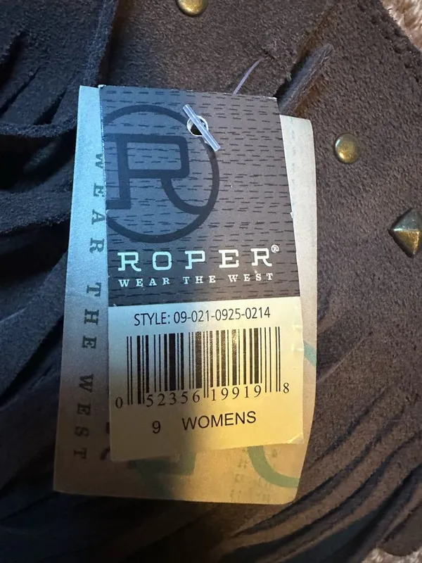 Roper fringe suede cowboy boots nwt size 9 light brown - Image 3