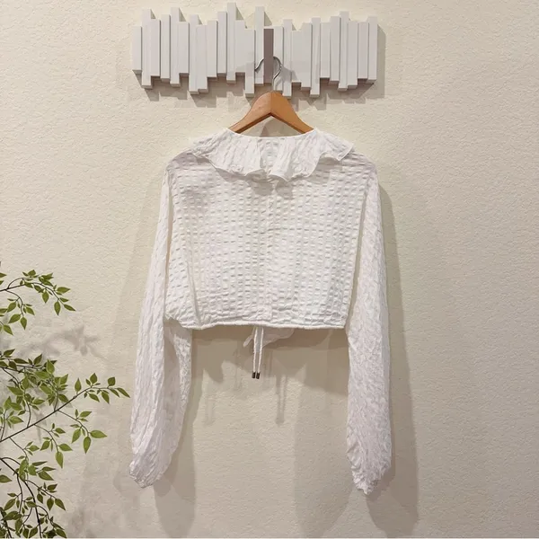 C/meo Collective Distinct Long Sleeve Ruffle Crop Blouse Top Size Small Preowned - Image 7