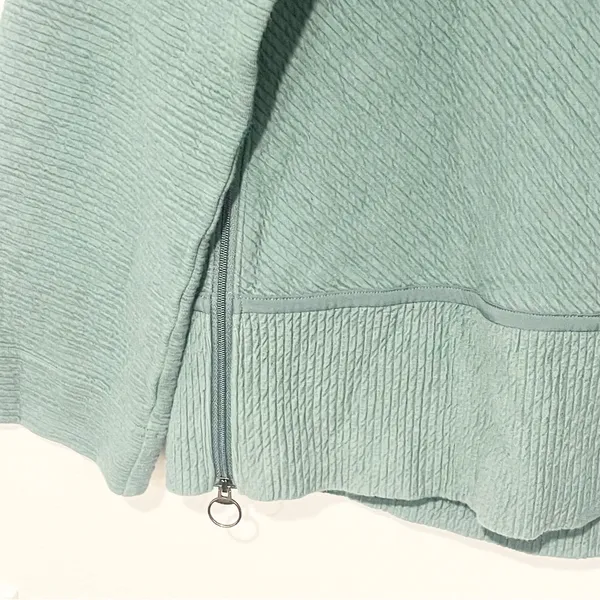 Lululemon Size 6 Green Ribbed‎ On Repeat Mock Neck Side Zip Pullover - Image 4
