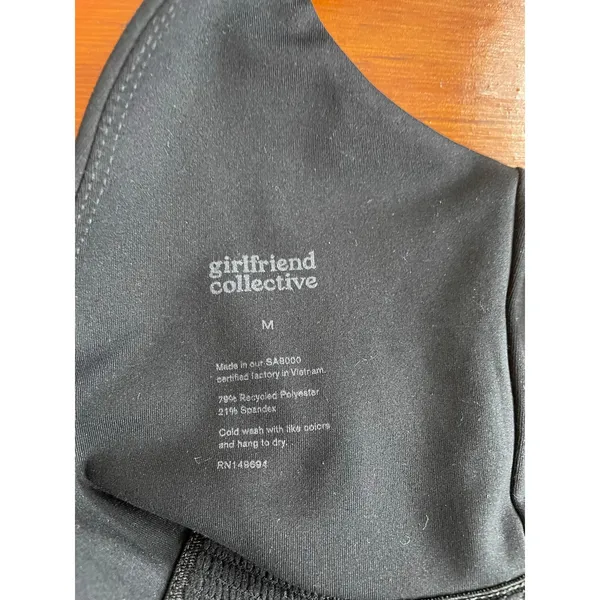 Girlfriend Collective Bike Unitard Black Medium Compressive Romper Built In Bra - Image 2