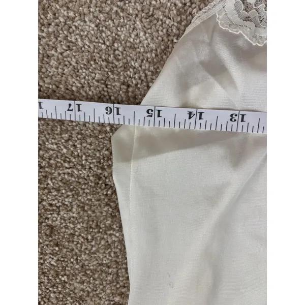 JCPenney Camisole 34 Ivory Vintage Lace Silky Antron III Nylon ILGWU Made in USA - Image 6