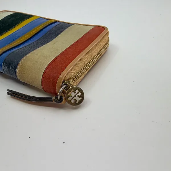 Tory Burch Striped Zip Continental Blue Leather Wallet - Image 2