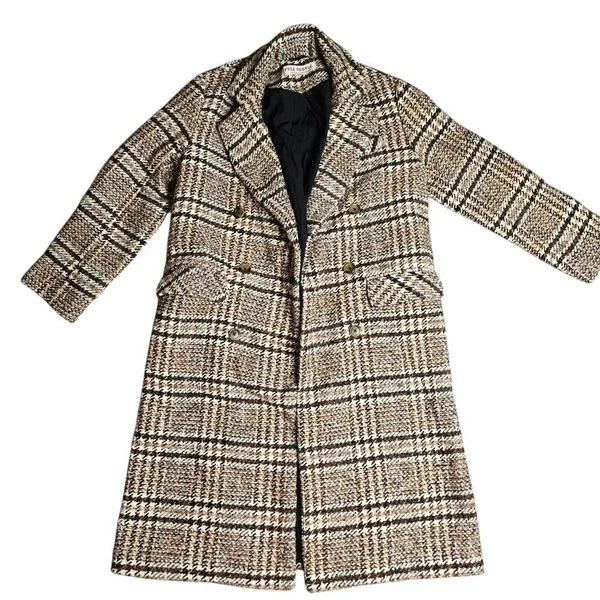 Free‎ People Adore You Plaid Women's Long Coat Size: S - Image 2
