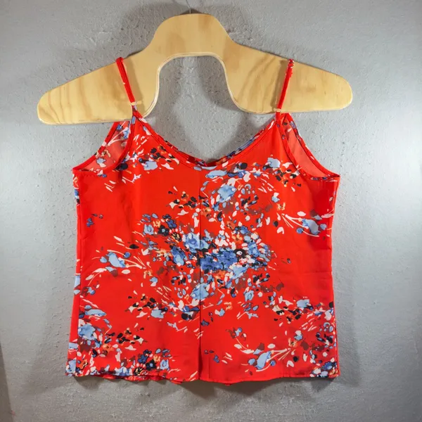 1165 | Floral Button Front Spaghetti Strap Camisole Tank Top‎ Red Women L - Image 2