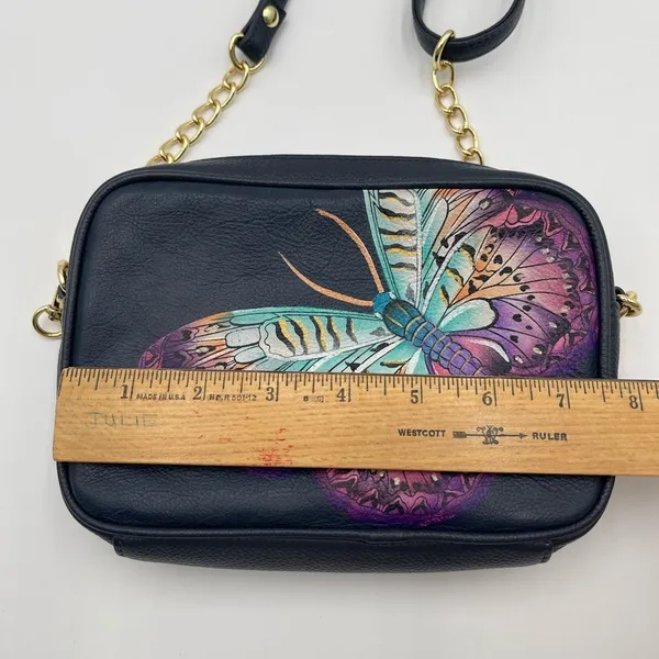 New Anuschka Hand Painted Leather RFID Camera Crossbody Bag Magical Wings - Image 9