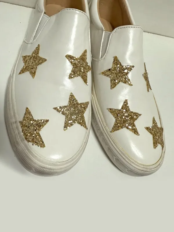 *RARE* VH EST 1954 Vintage Havana White Leather Gold Star Perforated Sneakers - Image 6