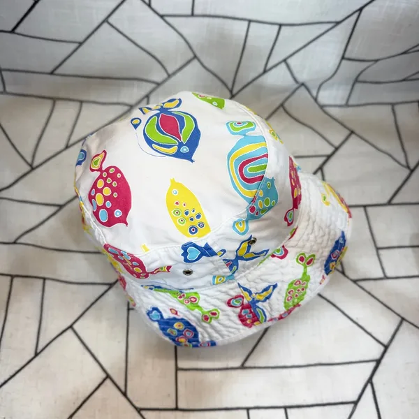 Fresh Produce Bucket Hat One Size‎ White Tropical Fish Print Cotton Sun Hat - Image 5