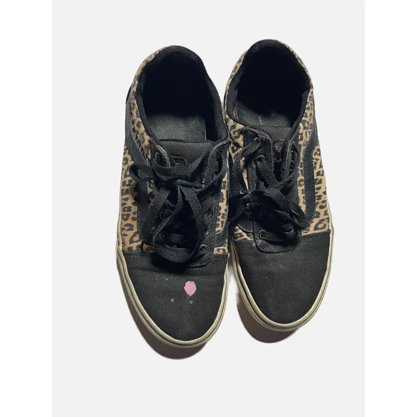 Vans Ward Sneakers Women 7.5 Black Leopard Print Canvas Low Top Skate Streetwear - Image 2