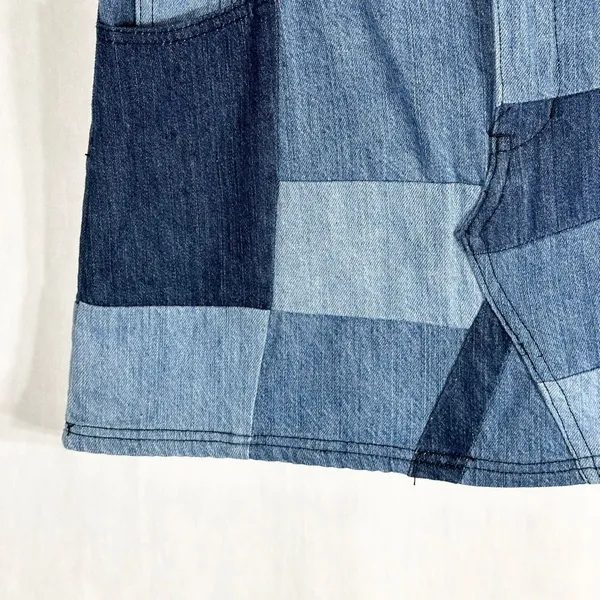 Gianni Bini Medium‎ Mini Skirt Blue Denim Patchwork Y2K Boho Pockets Womens 120 - Image 4