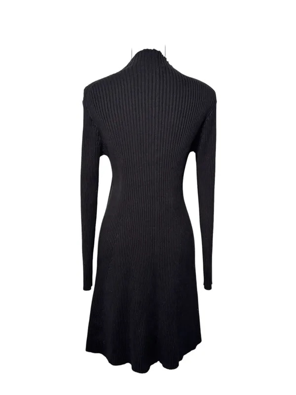 J. Crew Factory Black Ribbed Mock Neck Sweater Dress Size M - Image 2
