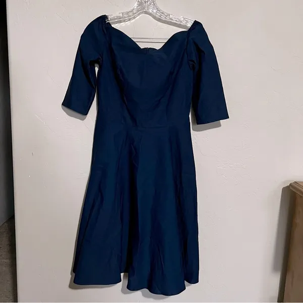 Grace Karin Navy Blue Retro Fit & Flare‎ Off the Shoulder Dress - Image 2