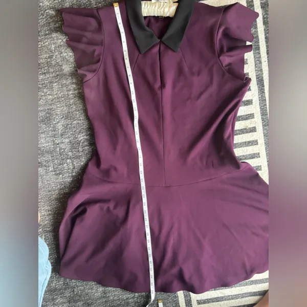 Tommy Hilfiger Size 14 Elegant Purple/Plum Dress with Black Collar‎ - Image 9