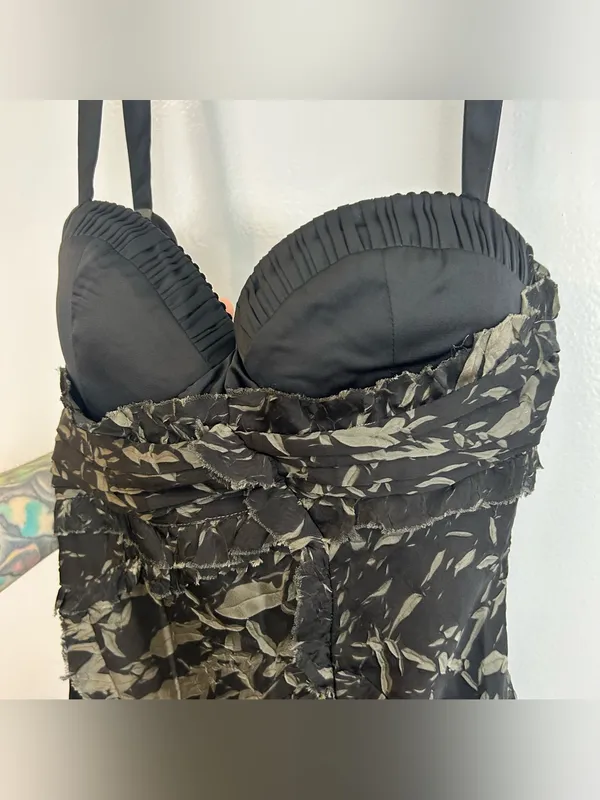 NWT Asos Satin Corset Textrued Asymmetric Grunge Floral Print Mini Dress Size 8 - Image 5