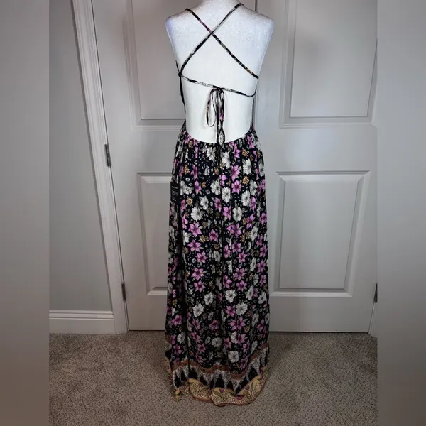Lulus Floral Maxi Dress Open Back Boho Resort Vacation Wedding Guest NWT M - Image 2