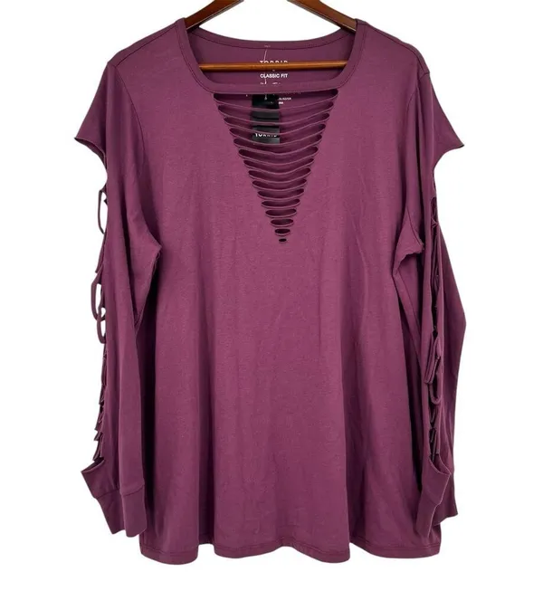 NEW Torrid Classic Fit Cotton Crew Neck Slasher knit purple Tee plus size 2X - Image 2