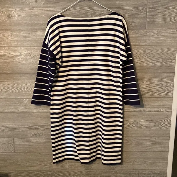 J.Crew Navy Blue and White striped Dress small‎ - Image 3