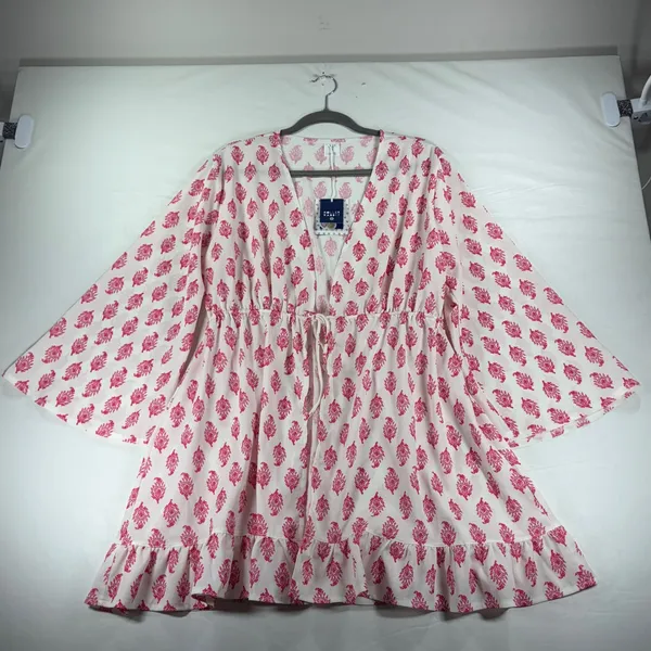 Roller Rabbit Target Pink White Block Print Swim Cover Up Dress Large New Tags - Image 2