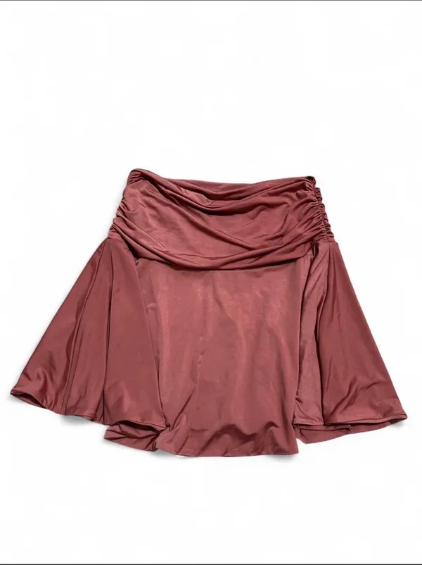 Nasty Gal Premium Dusty Rose Pink “Mocha” Slinky Fold Over Mini Skirt - Image 6