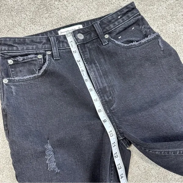 Abercrombie & Fitch Curve Love The Mom High Rise Skinny Jean Black Destroy 26 2R - Image 14