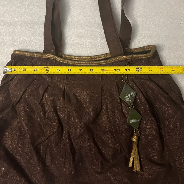 Brown/Gold Metallic Cloth Shoulder Bag Boho Fall Fairycore Grandma Minimalist - Image 13