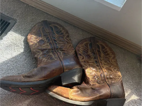 Laredo Men’s 7.5D Brown Leather Cowboy Boots Distressed Western - Image 7