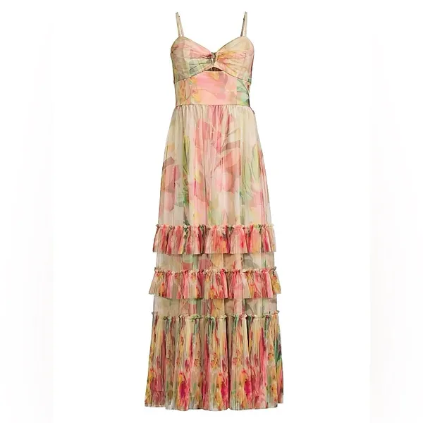 Hutch Elliott‎ Ruffled Printed Tulle Sweetheart Gown 8 NWT - Image 3