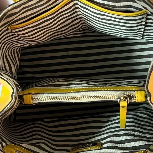 A. Bellucci Italian leather mustard‎ yellow bag B93 - Image 12
