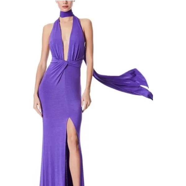 NWT Alice + Olivia Resse Maxi Gown‎ in Purple Sz 2 $495 - Image 3