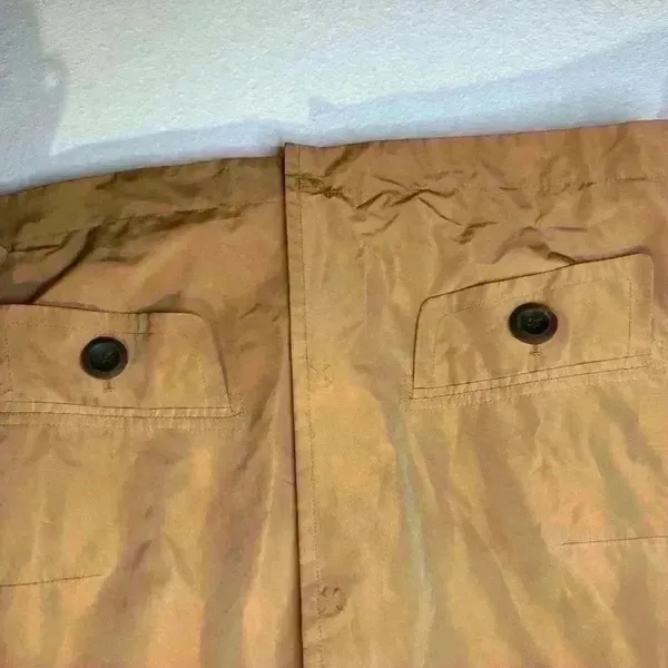 Per Se Brown Gold Cropped Y2K Trench Jacket Sheen‎ Snap Button Size 6 - Image 4