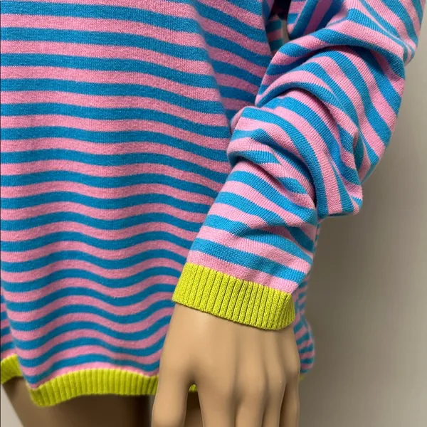 Lillusory Turquoise & Pink Henley Sweater with Green Accents size L - Image 3