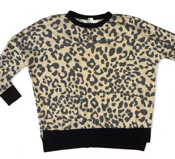 Honeyme Leopard Print Crewneck Sweatshirt Women’s Large - Image 2