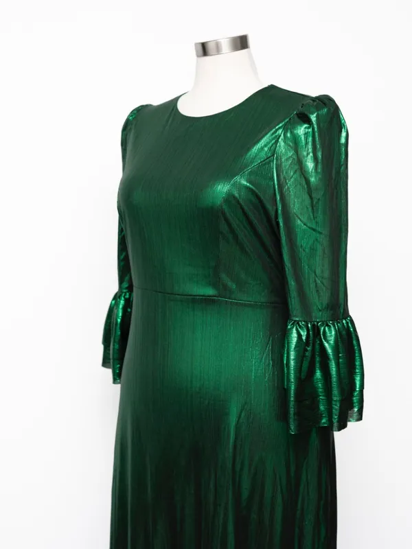 Pomander Place - Emerald Crinkle Lurex Lillith Maxi Dress - Image 9