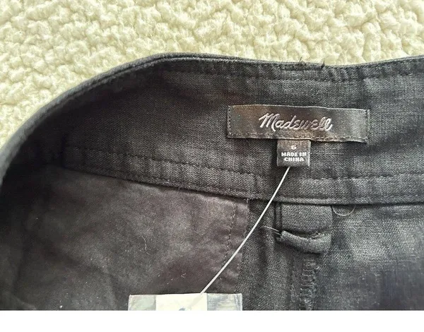 Madewell Womens Wide Leg Linen Blend Cargo Pants in True Black Size 6 - Image 7