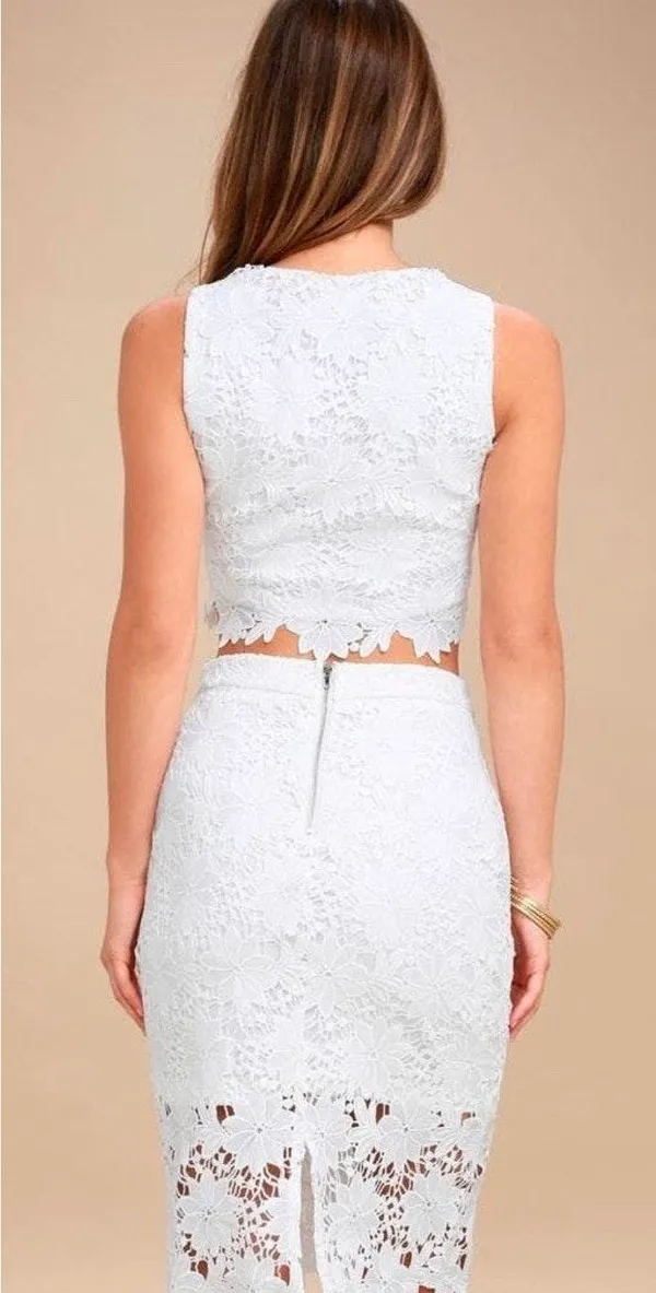 Lulus White Two Piece Lace Set - Image 2