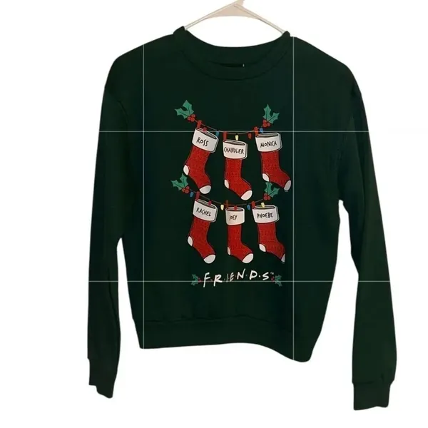 Friends Women’s Green Xmas Crewneck Sweatshirt(Size Medium) - Image 2