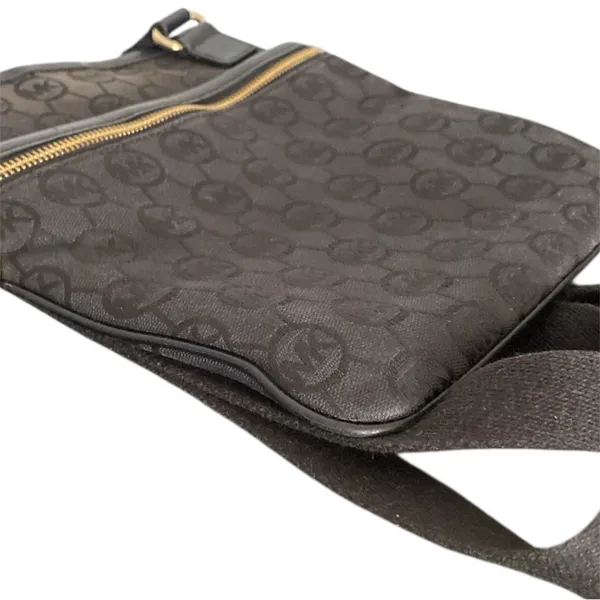 Michael Kors Black and Gold Messenger Bag - Image 6